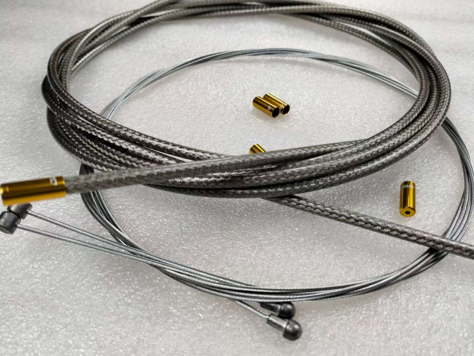 JAGWIRE BRAIDED TITANIUM CGX SL BRAKE HOSE CABLE KIT ROAD MTB GOLD CNC CAPS