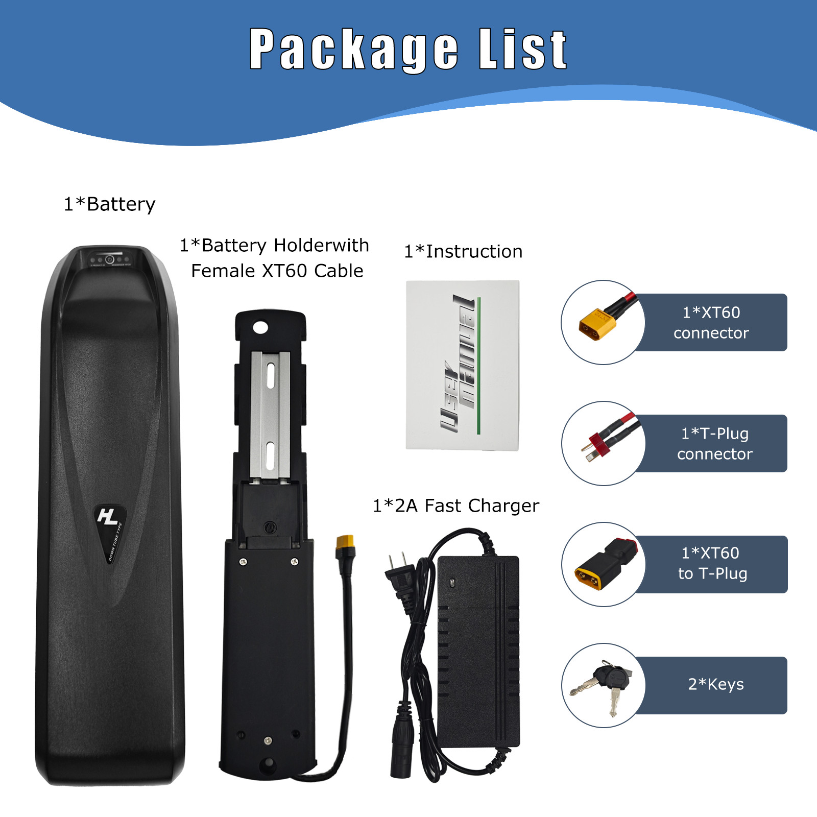 48 Volt Battery 48V 10Ah 16Ah 20Ah Battery for E le ctirc B ike, 5-Pin Connector