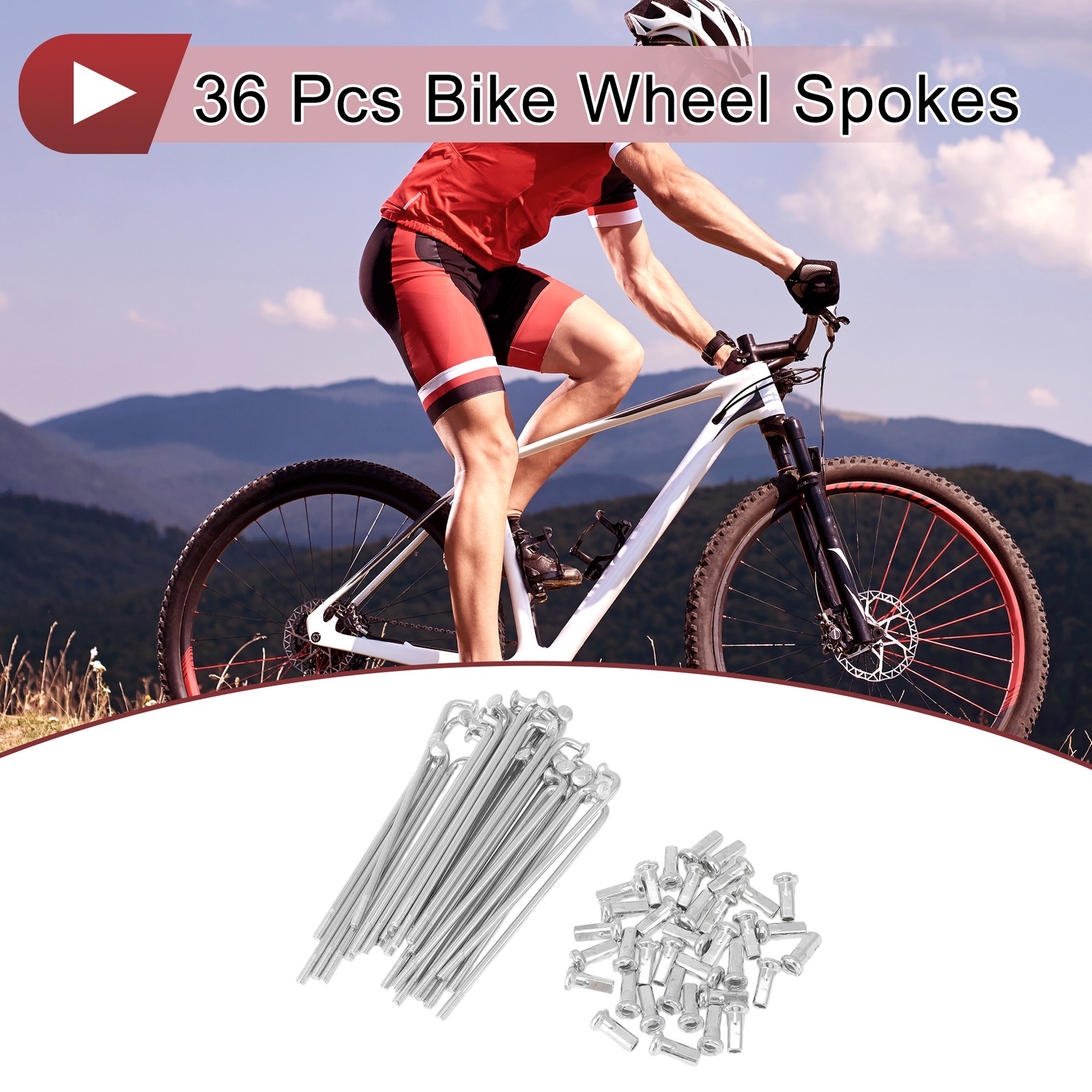 36 Set 12G Bicycle Spokes 78mm Bike Wheel Spokes 45 Steel Galvanized Silver Tone
