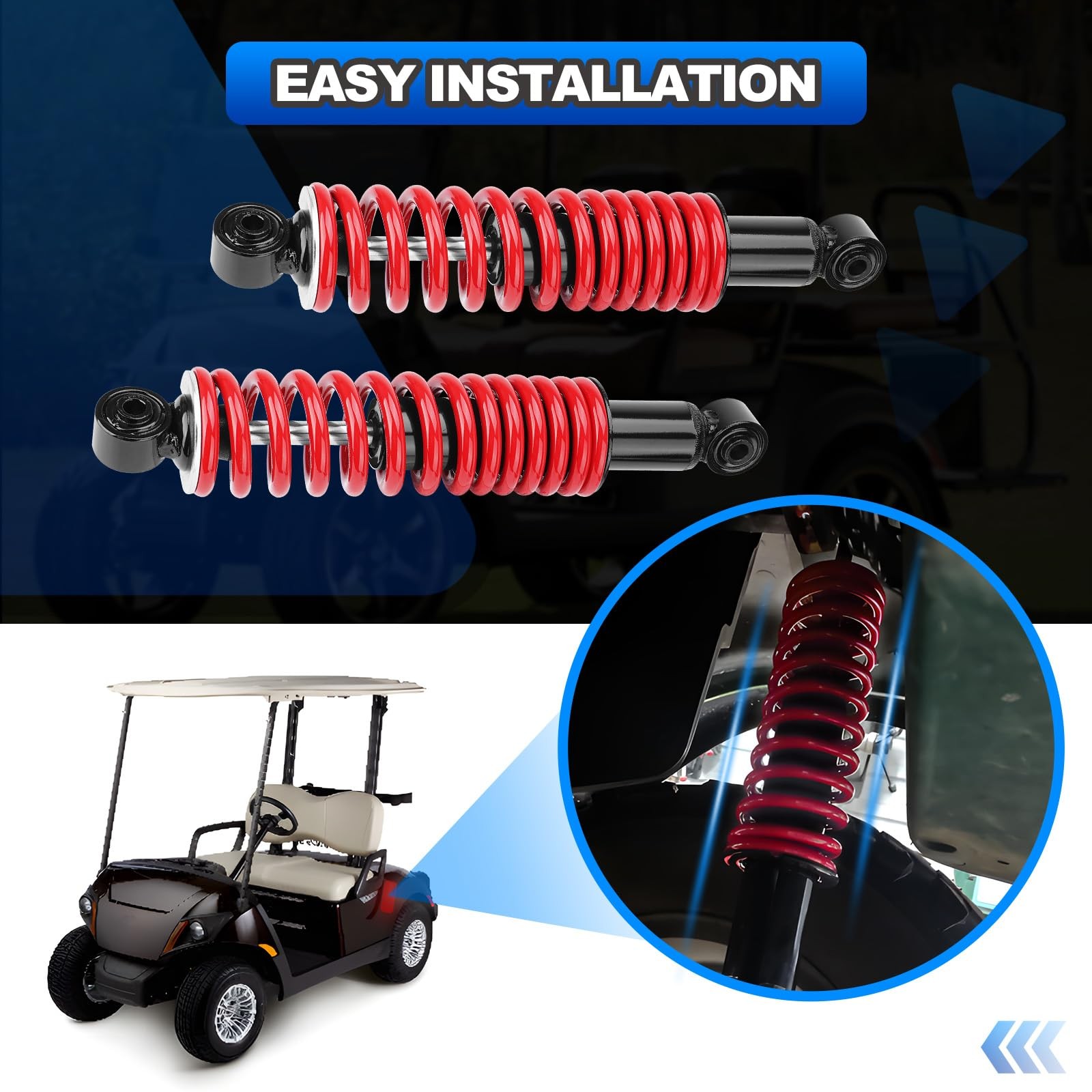 Rear Golf Cart Shock Absorbers Heavy Duty with Springs Compatible Red