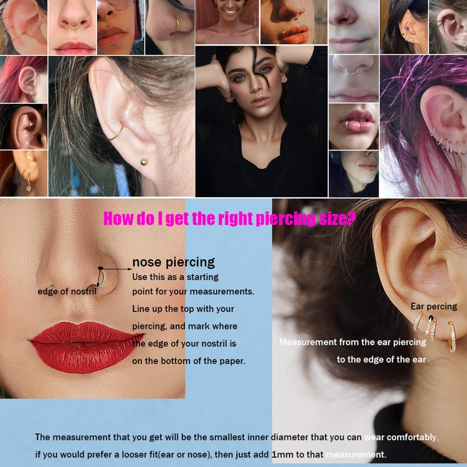 Lantine 16g 18g 20g Nose Rings Hoops Grade 23 Titanium Black Hinged Septum Ri…