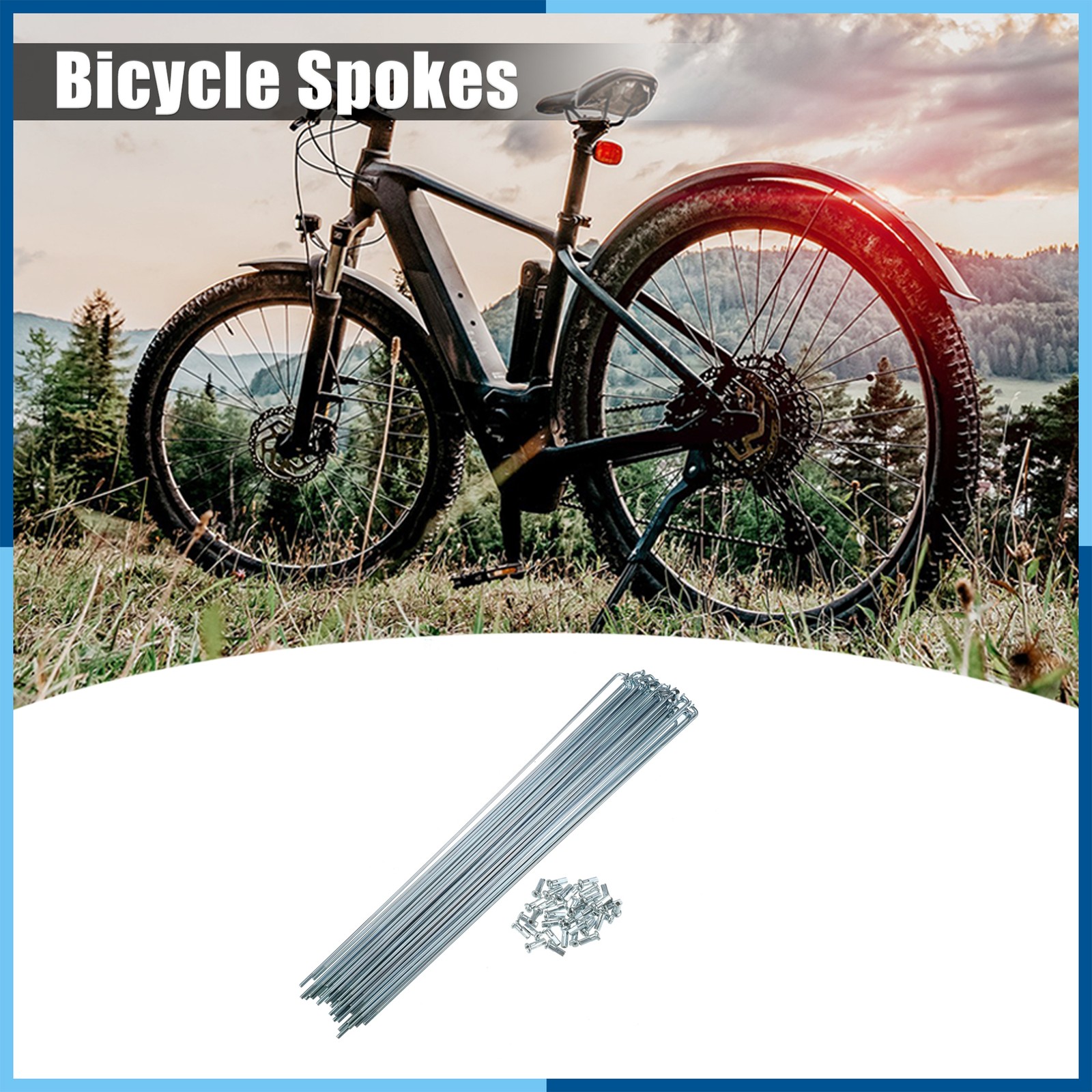 36 Pcs 14G J Bend 260mm x 2mm Bike Bicycle Spokes with Nipples Steel Silver Tone