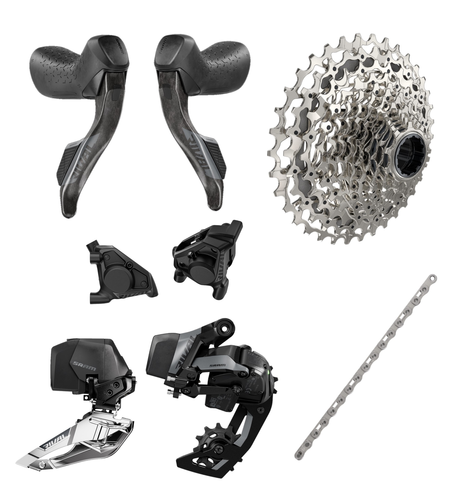 SRAM Rival AXS E1 2×12 Disc Brake ST/Front Rear Derailleur/Cassette/Chain READ