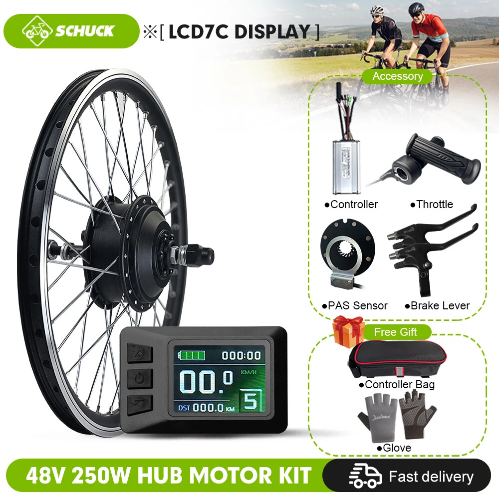36V 48V 250W Electric Bike Brushless Rear Hub Motor Conversion Kit 16-29″ 700C