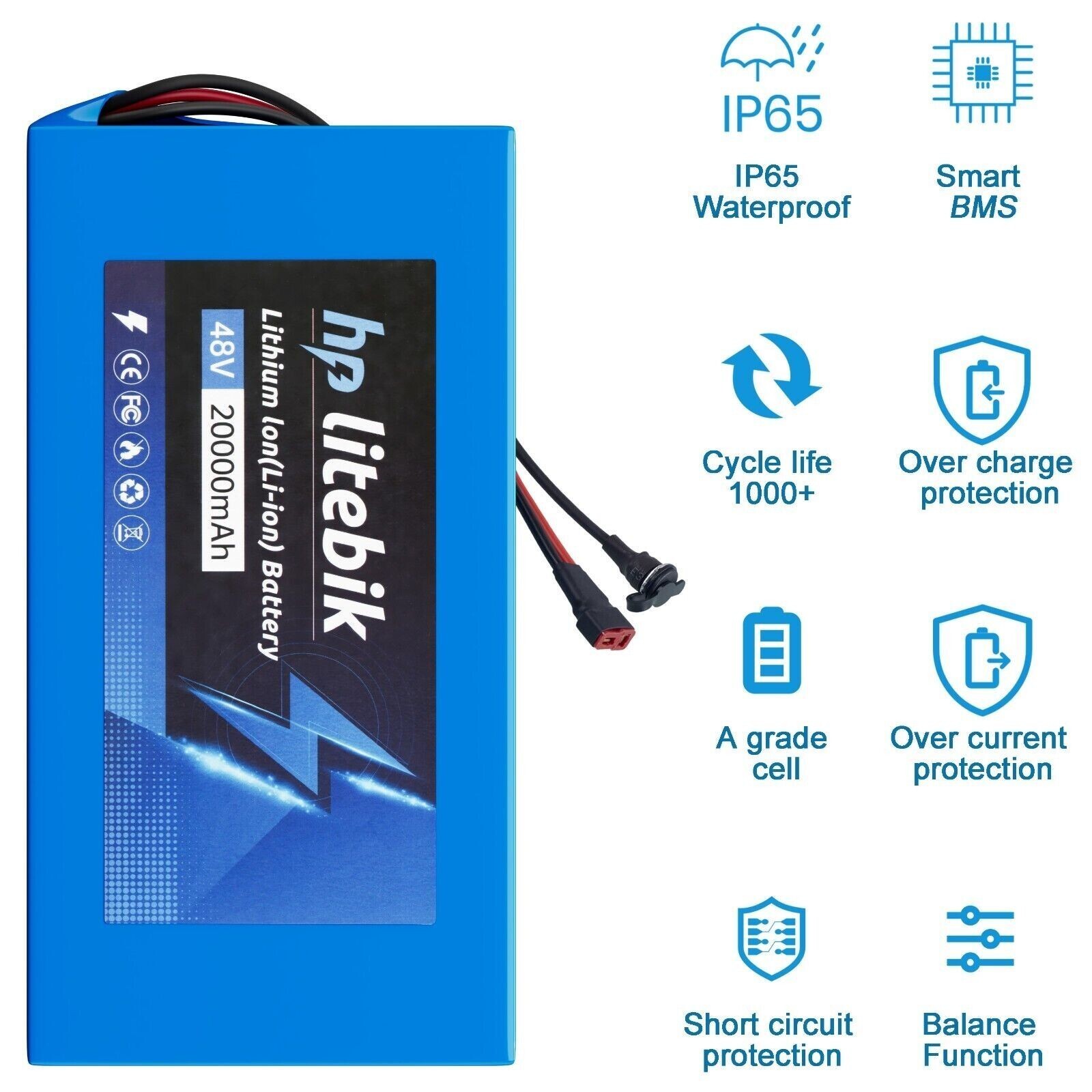 72V 60V 52V 48V 36V 8Ah 10Ah 14Ah 20Ah Ebike Lithium Battery for 0-3600W Motor