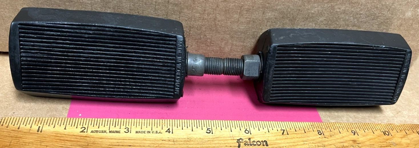 NOS VINTAGE W. GERMANY BICYCLE PEDALS SOLID RUBBER SCHWINN RALEIGH CRUISER