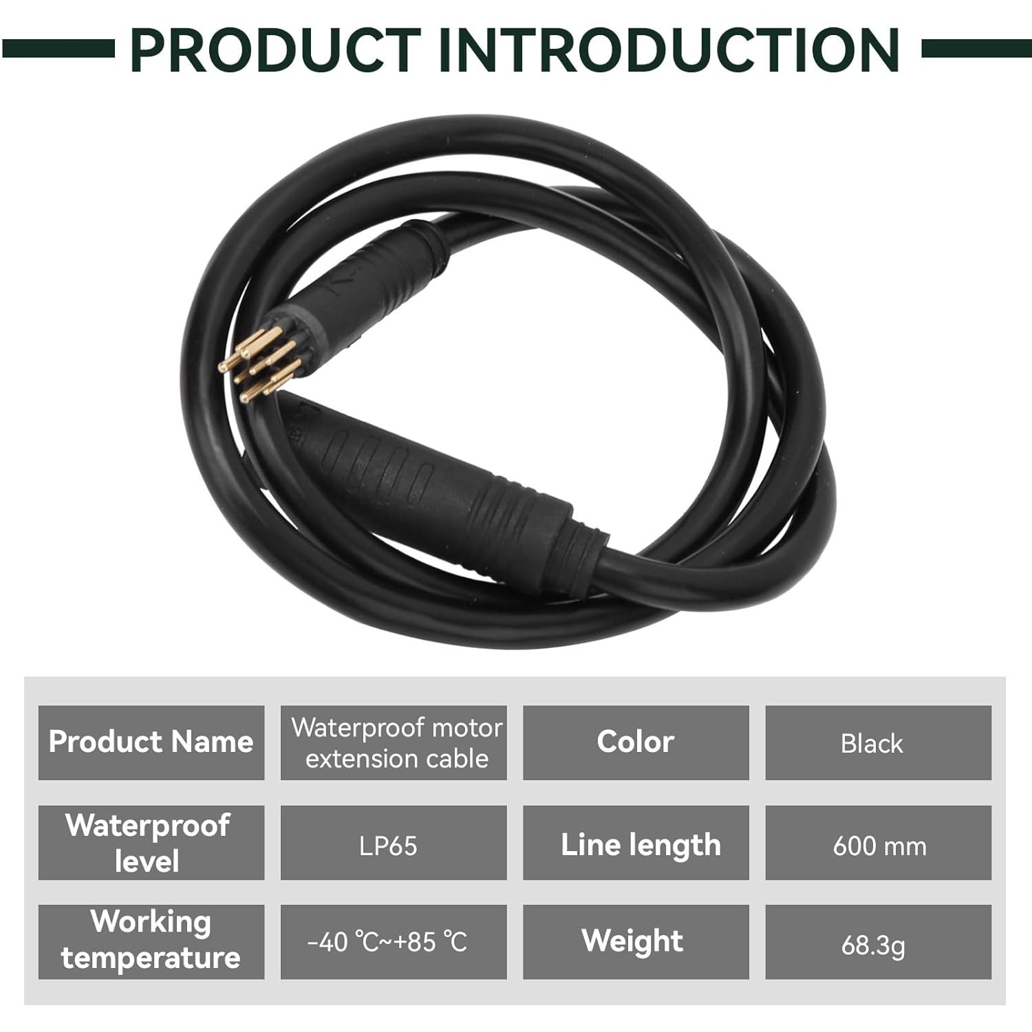 9 Pin E-Bike Motor Extension Cable, Waterproof Wheel Motor Extension Cable fo…