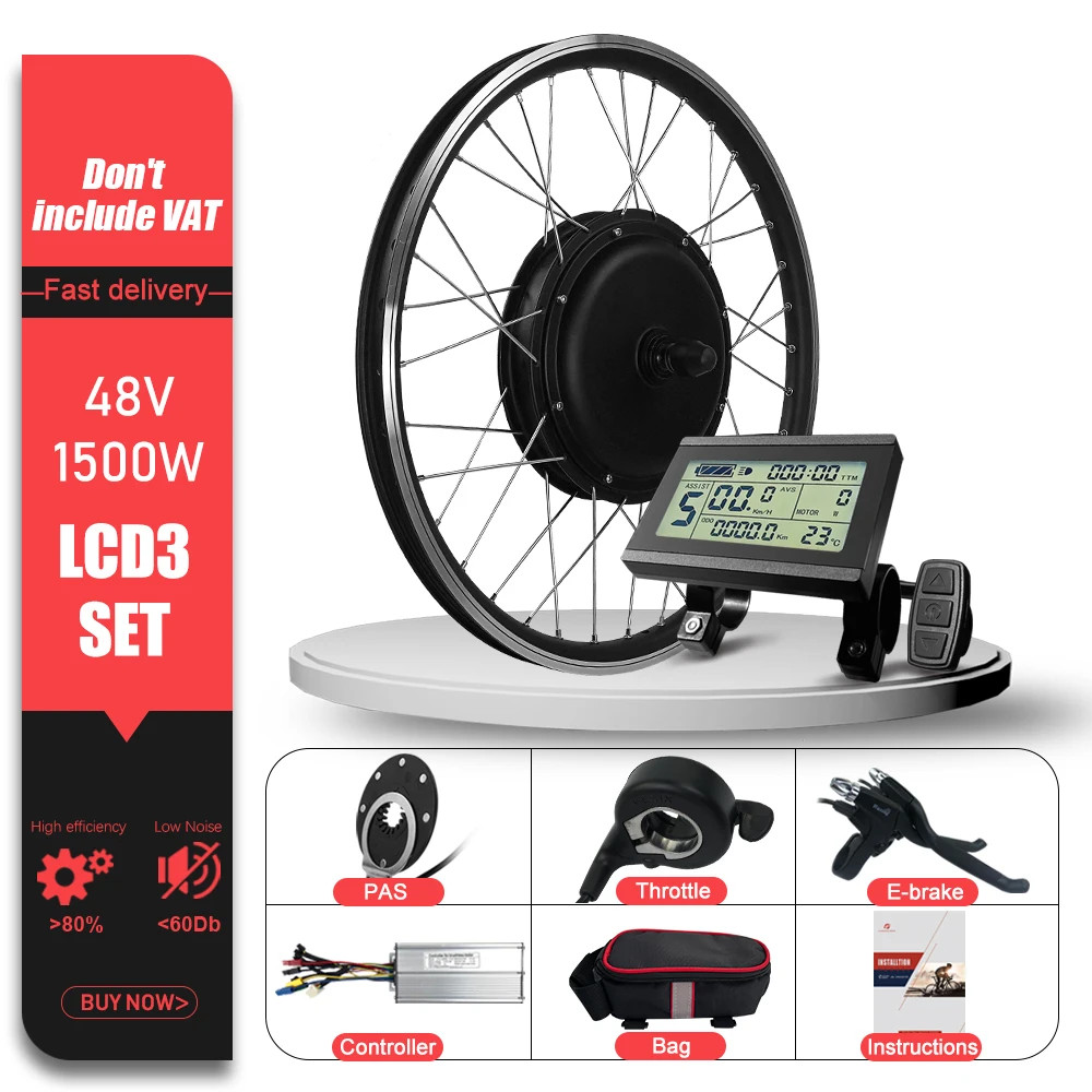 Mountain Electric Bike 48V 1500W Brushless Rear Cassette Hub Motor 20-29in 700C