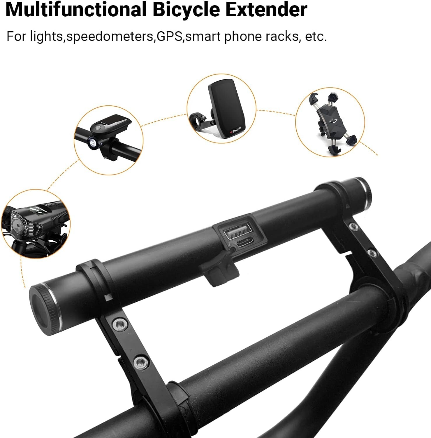 Handlebar Extender USB Bicycle Extension for Cycling WITH BATTERIES FOR CHARGING