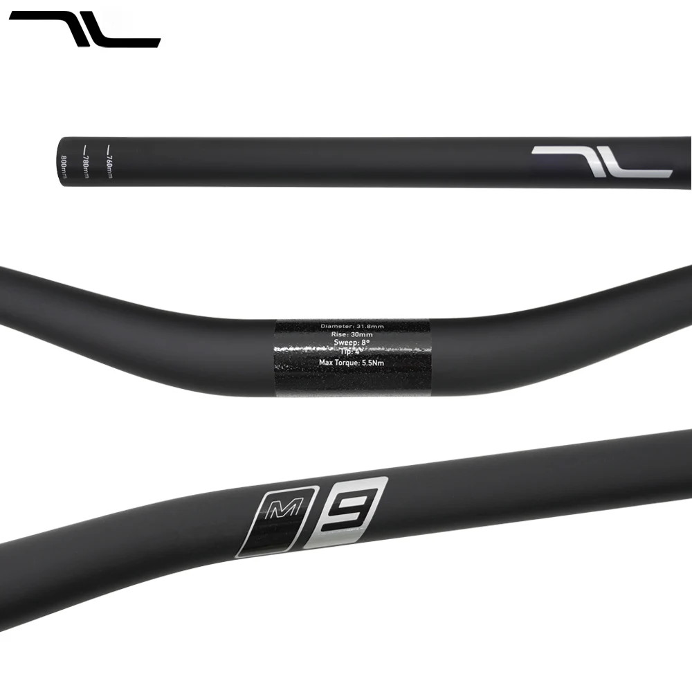 Carbon Mountain Bike Handlebar 31.8mm Clamp 780-800mm 30/50mm Rise 8 Sweep