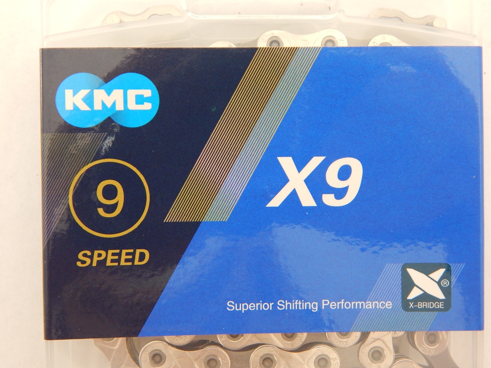 KMC X9 9-Speed Bicycle Chain 116 Links Gray/Silver w/Reusable Missing Link