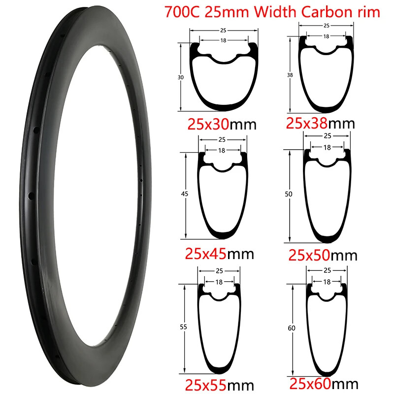 Superlight 700C Carbon Road Bike Rims UD 3K Matte Glossy Finish Disc V Brake 28H