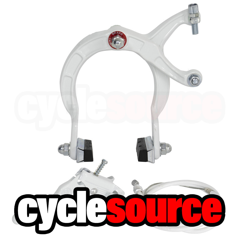 PRO+ WHITE OLD SCHOOL BMX BIKE MX COMPLETE BRAKE SET (CALIPER,CABLE& LEVER) BIKE