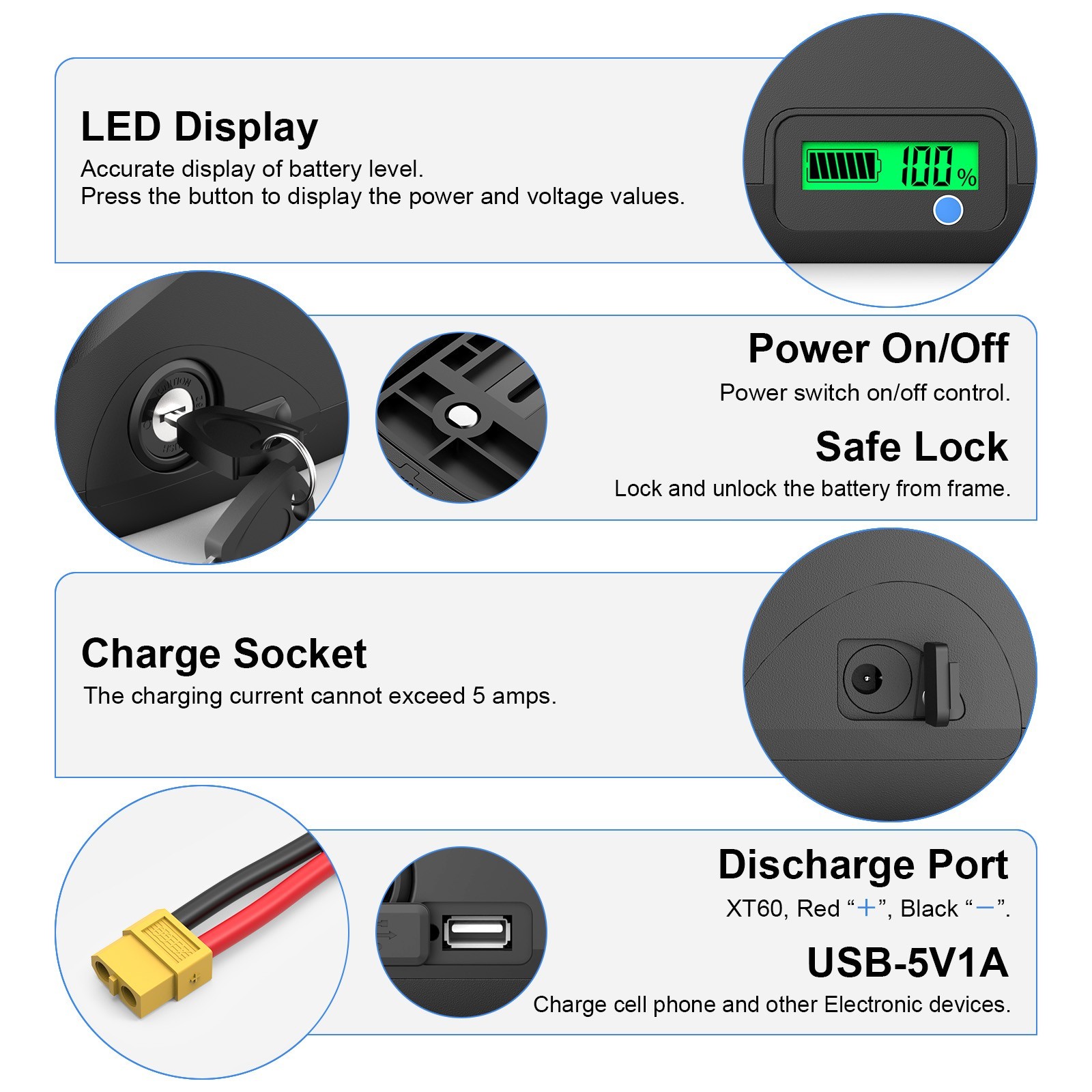 48V 20Ah LG Cells Ebike Li-ion Battery for 250W 750W-2000W Electric Bike Motor