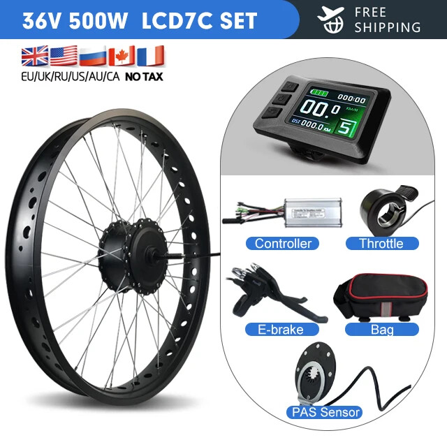 36V 48V 500W E-bike Conversion Kit Rear Rotate Hub Motor Wheel 20-26inch *4.0