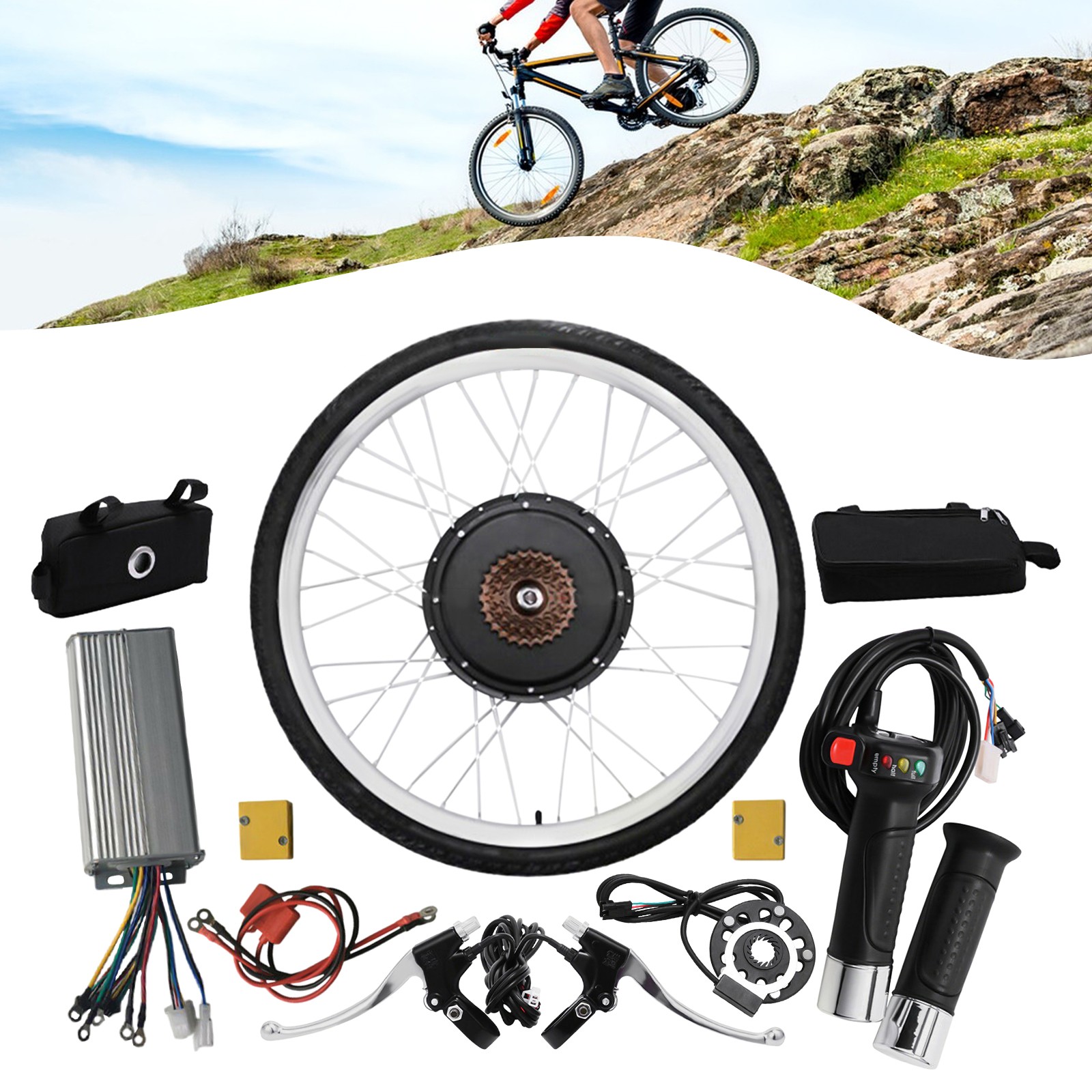 26In 48V 1000W Rear Wheel Electric Bike Conversion Kit with PAS Sensor