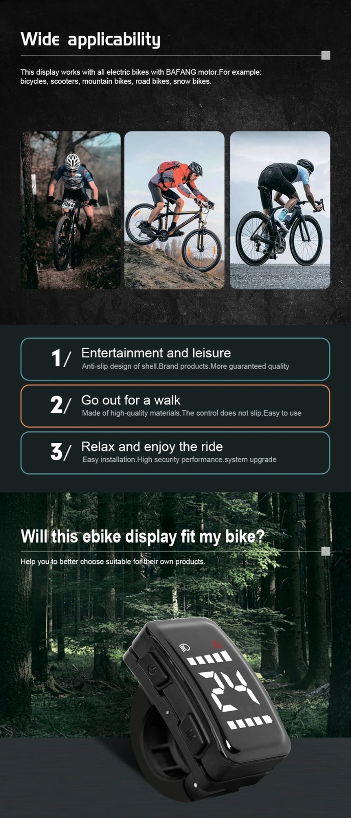 DZ40 Electric Bike LCD Display 5PIN Waterproof with UART Communication Protocol