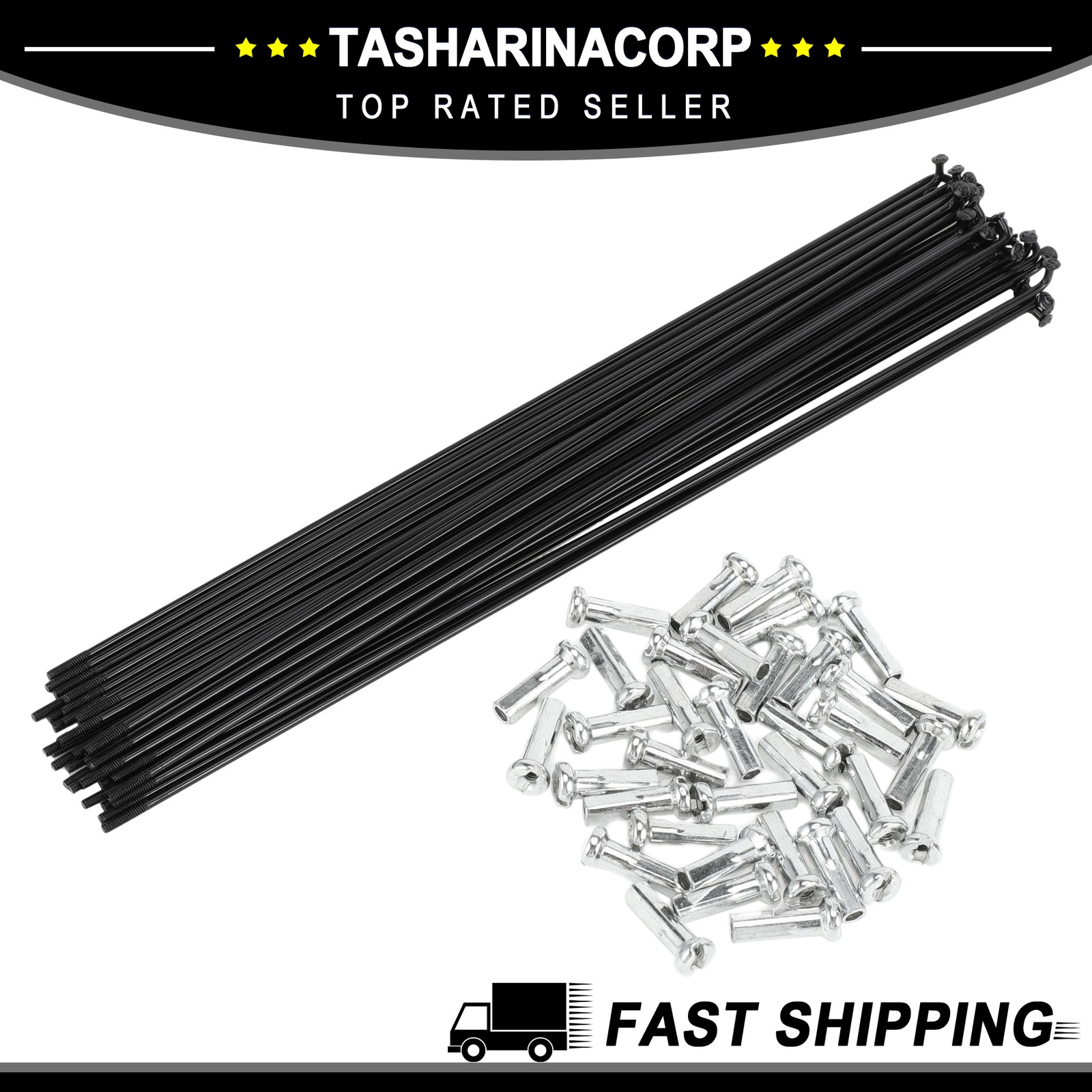 1Set 14G 233mm Length Bicycle Spokes Nipple Carbon Steel Black Universal