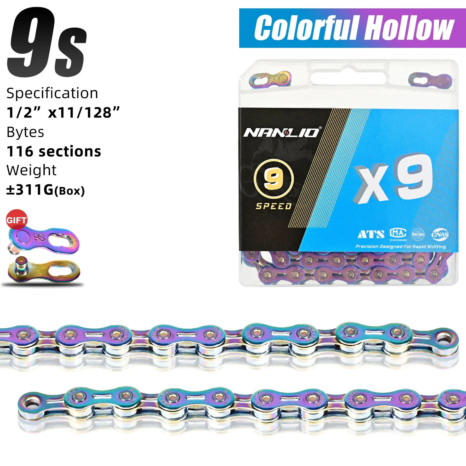 Nanlio X8 X9 X10 X11 X12 Speed Bike Chain 116/126L MTB Road Bicycle Chain
