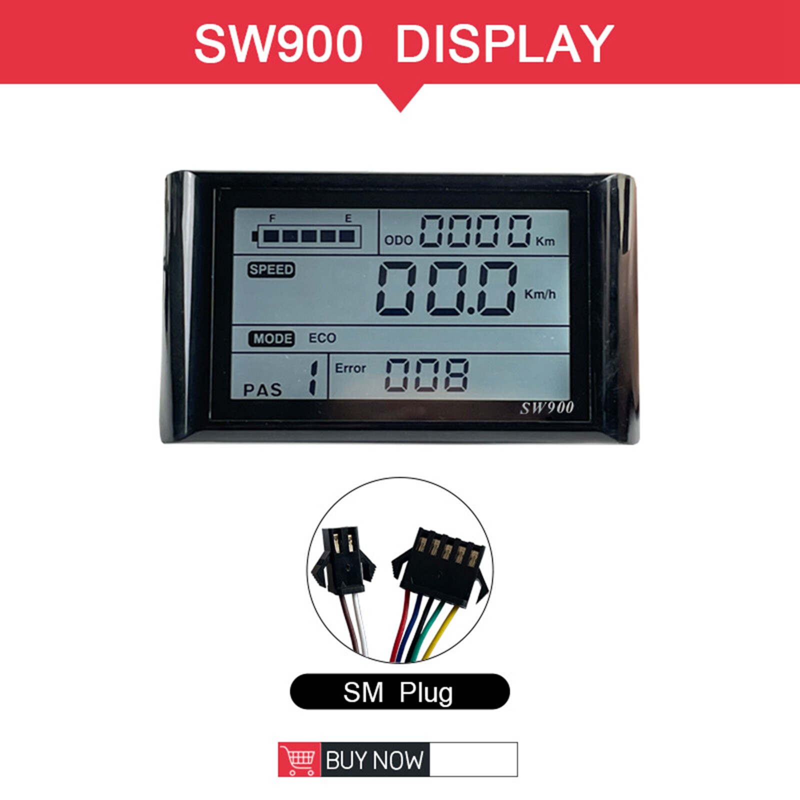 Display Meter Control Panel 24/36/48V LCD E-Bike Electric Bicycle Scooter SW900
