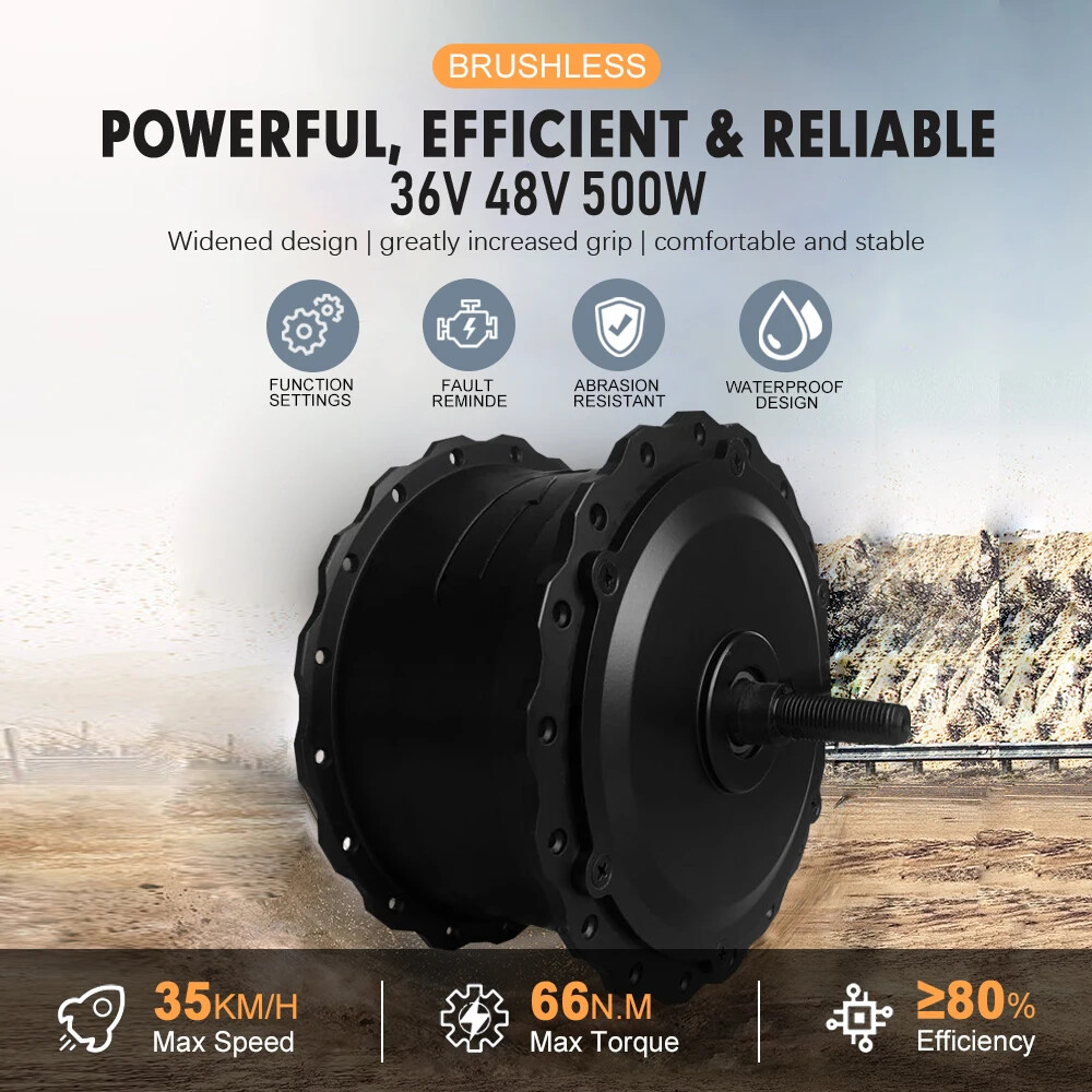 36V 48V 500W 20 24 26inch Snow Fat E-Bike Brushless Gear Front Hub Motor Wheel