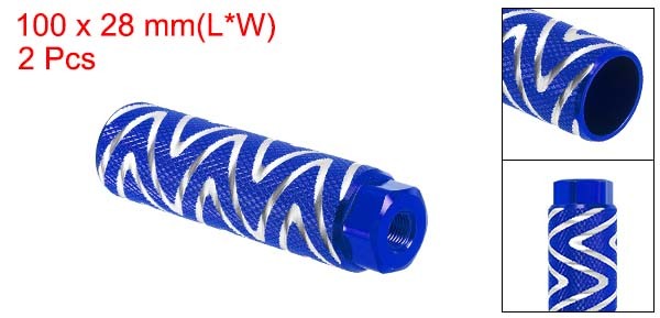 2 Pack Aluminum Alloy Bike Pegs Anti-Skid Fit 3/8 Inch Axles with Stripe Blue
