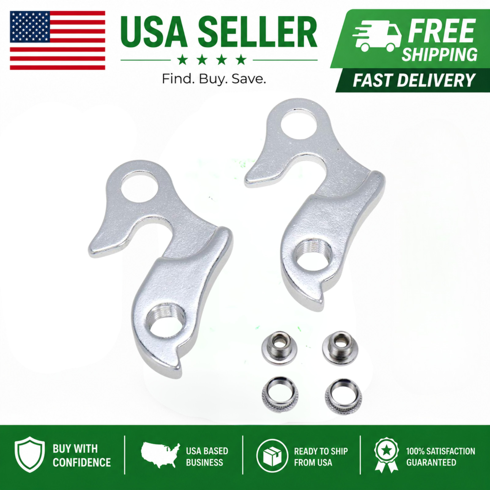2 Pcs Universal Bicycle Bike Derailleur Hanger Frame Gear Tail Hook, Silver Tone