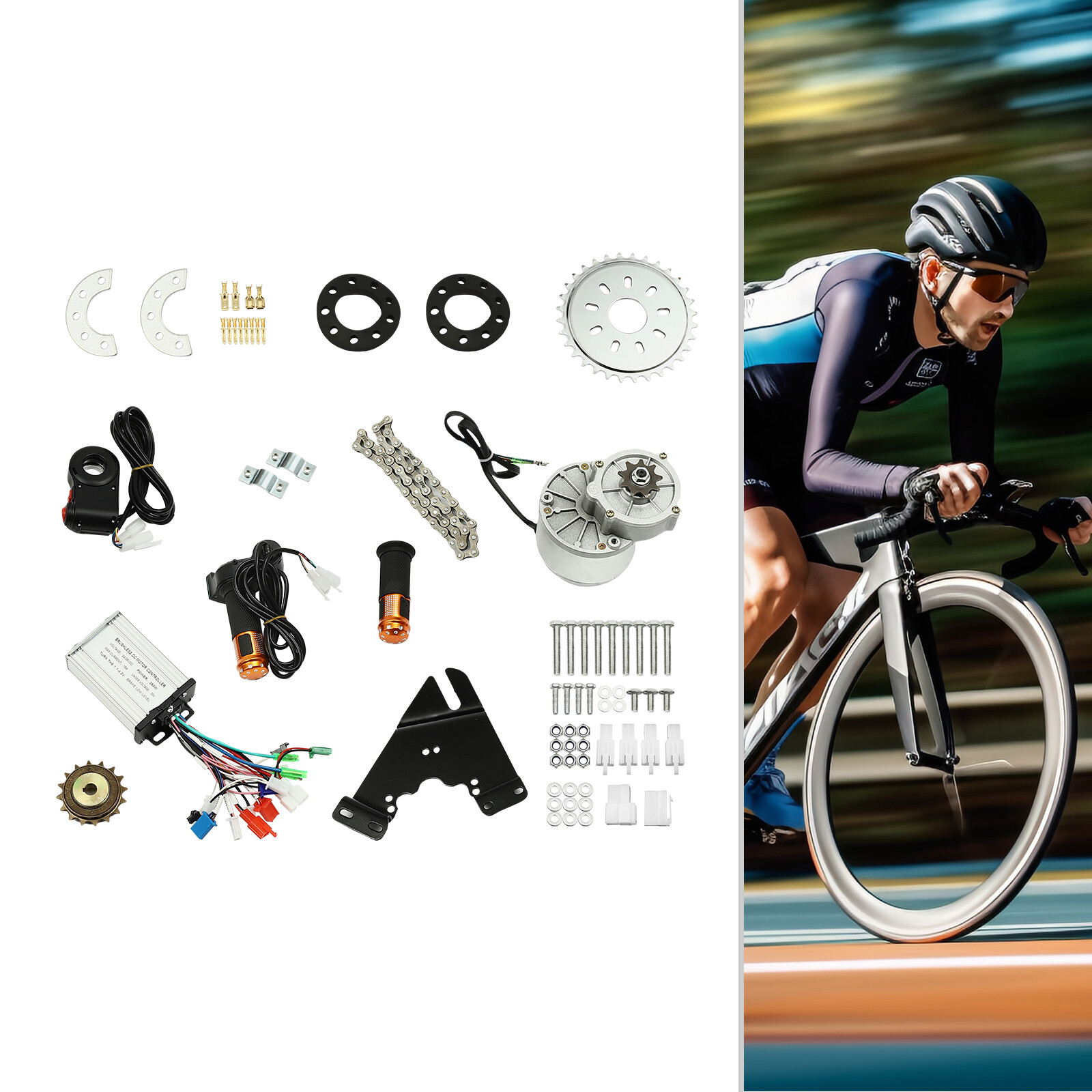 36V 350W Electric Bicycle Conversion Kit Digital Brushless E-Bike Motor 3000 RPM