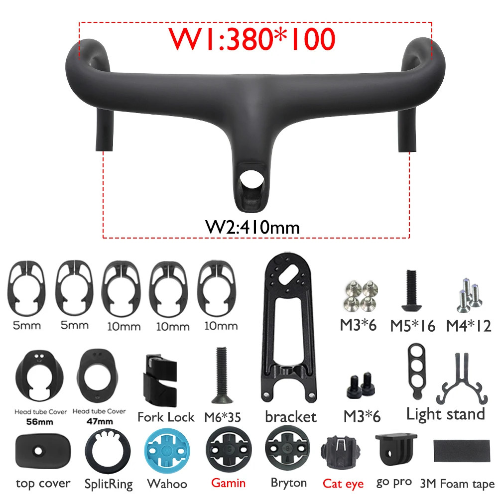 Road Bike Full Carbon Handlebar -7 Degrees Internal Cable Integration Bent Bar
