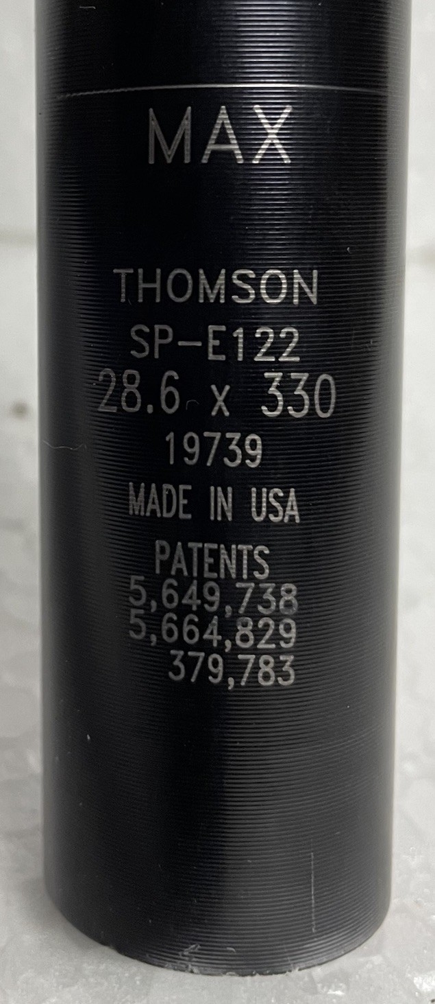 THOMSON Elite 0 degree Seatpost SP-E122 28.6 x 330 Black USA Lightly Used 19739