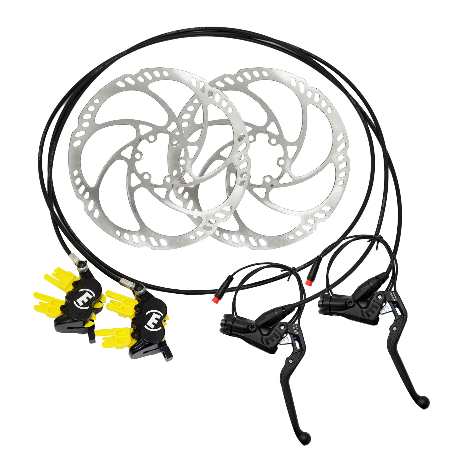 Magura MT5e E-Brake 4-Piston Hydraulic Disc Brake Set w/ 180mm Rotors (F+R)