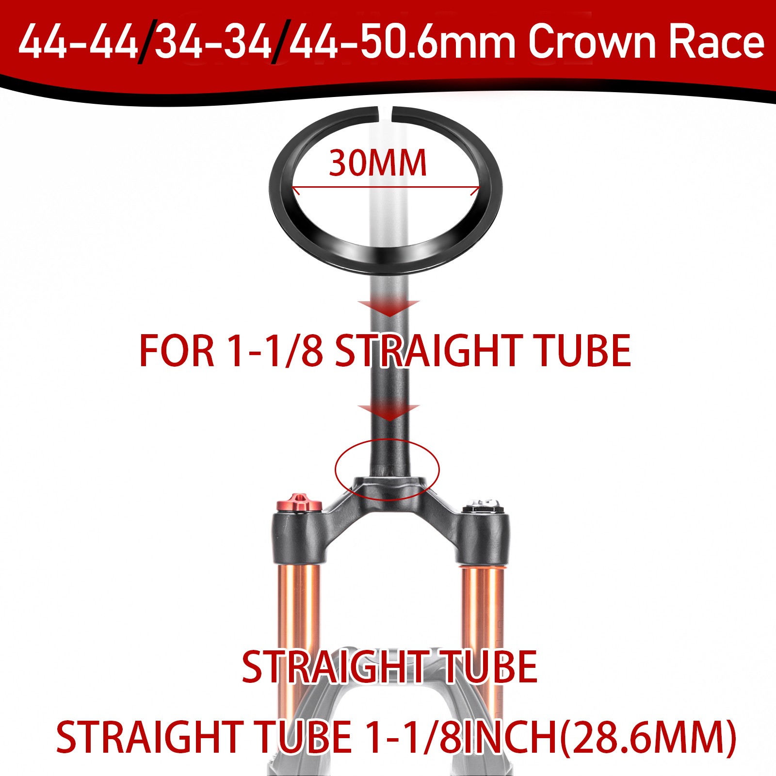 1-1/8″ Threadless Bicycle Headset 34/44/44-56mm Sealed Bearing MTB Road Fork US