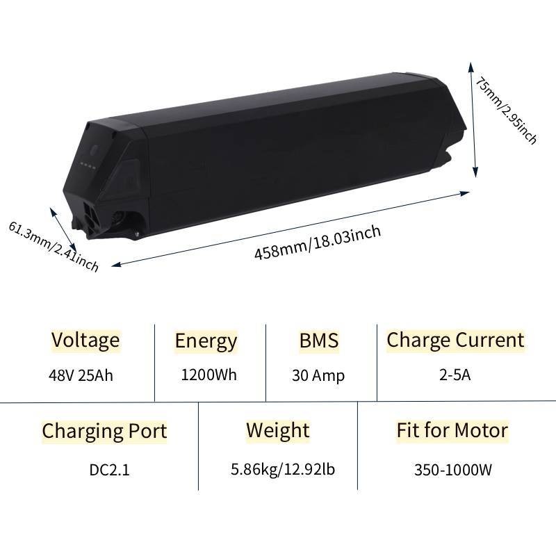 48v 25ah Ebike Battery For 350w-1000w Electric Bike Lithium Battery For E-bike