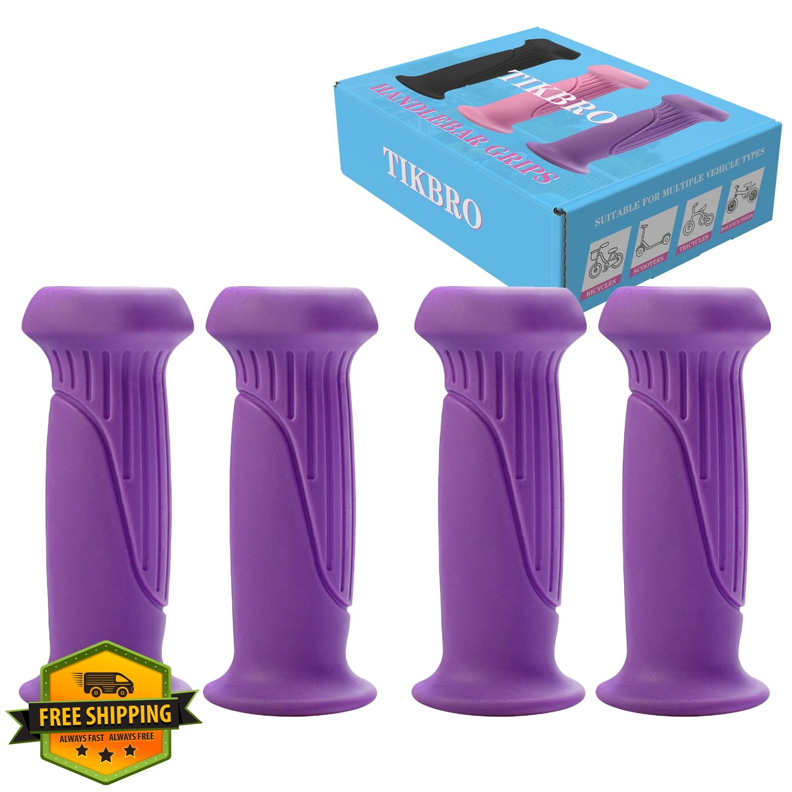 TIKBRO Kids Bike Handlebar Grips 4pcs Purple