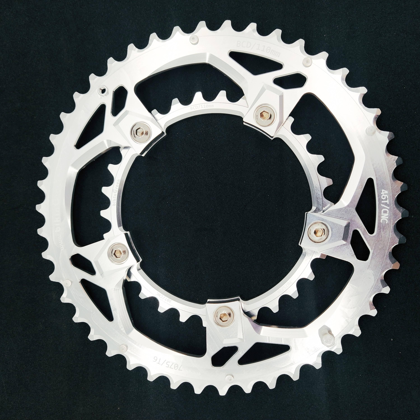 bikinGreen CNC 46/30T BCD 110 For Non Hidden &Hidden 5 Bolts 10/11 SPD CrankSet