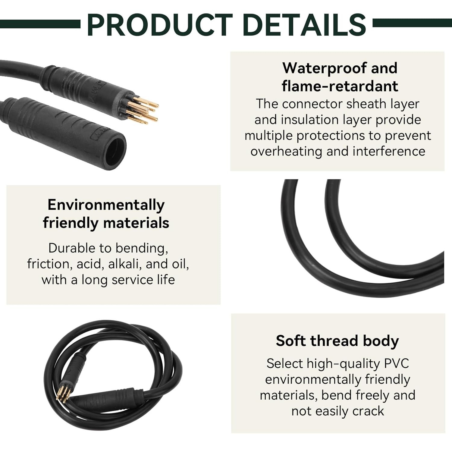 9 Pin E-Bike Motor Extension Cable, Waterproof Wheel Motor Extension Cable fo…