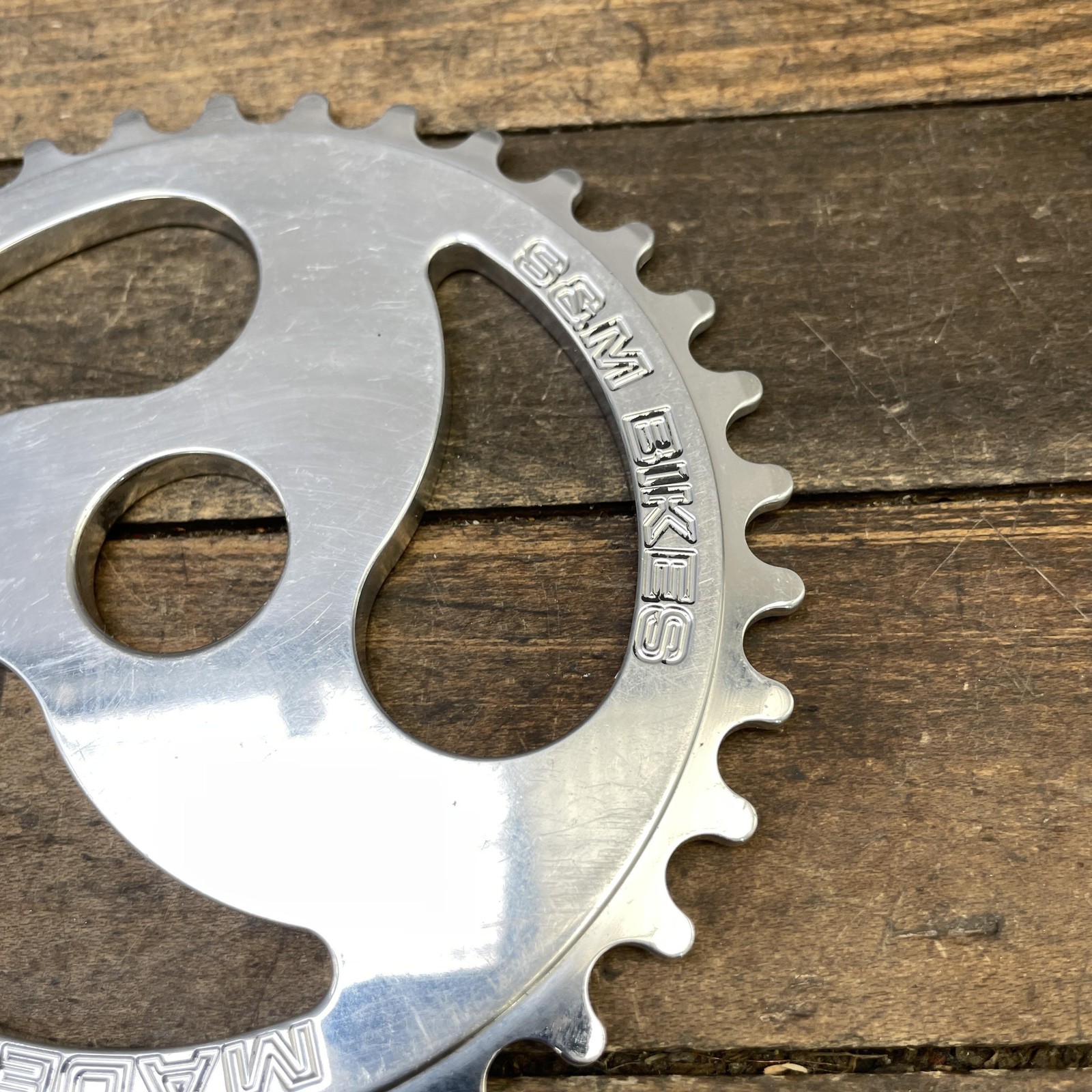 S&M Bikes BMX 33T Sprocket 33 Tooth Chainring Silver Fits Mid School Made In USA