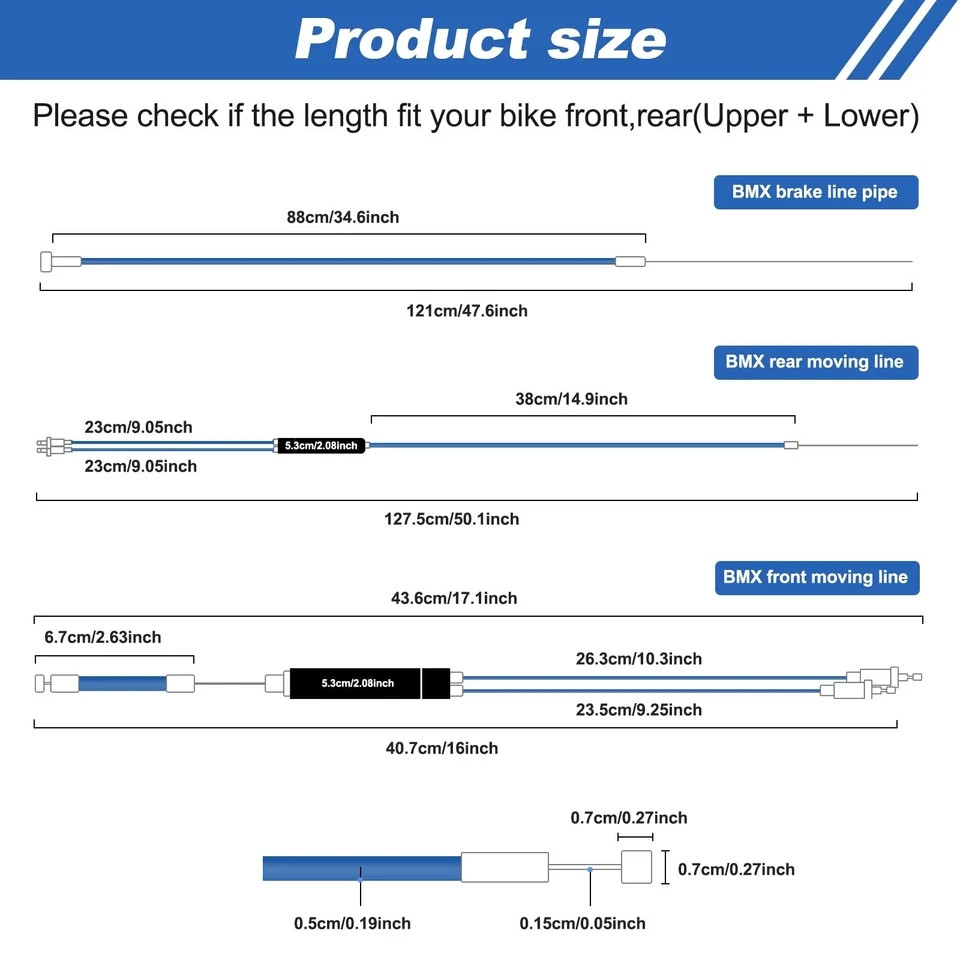 Gionfe BMX Bike Gyro Brake Cables Kit – 1 Set As shown in the figure, blue