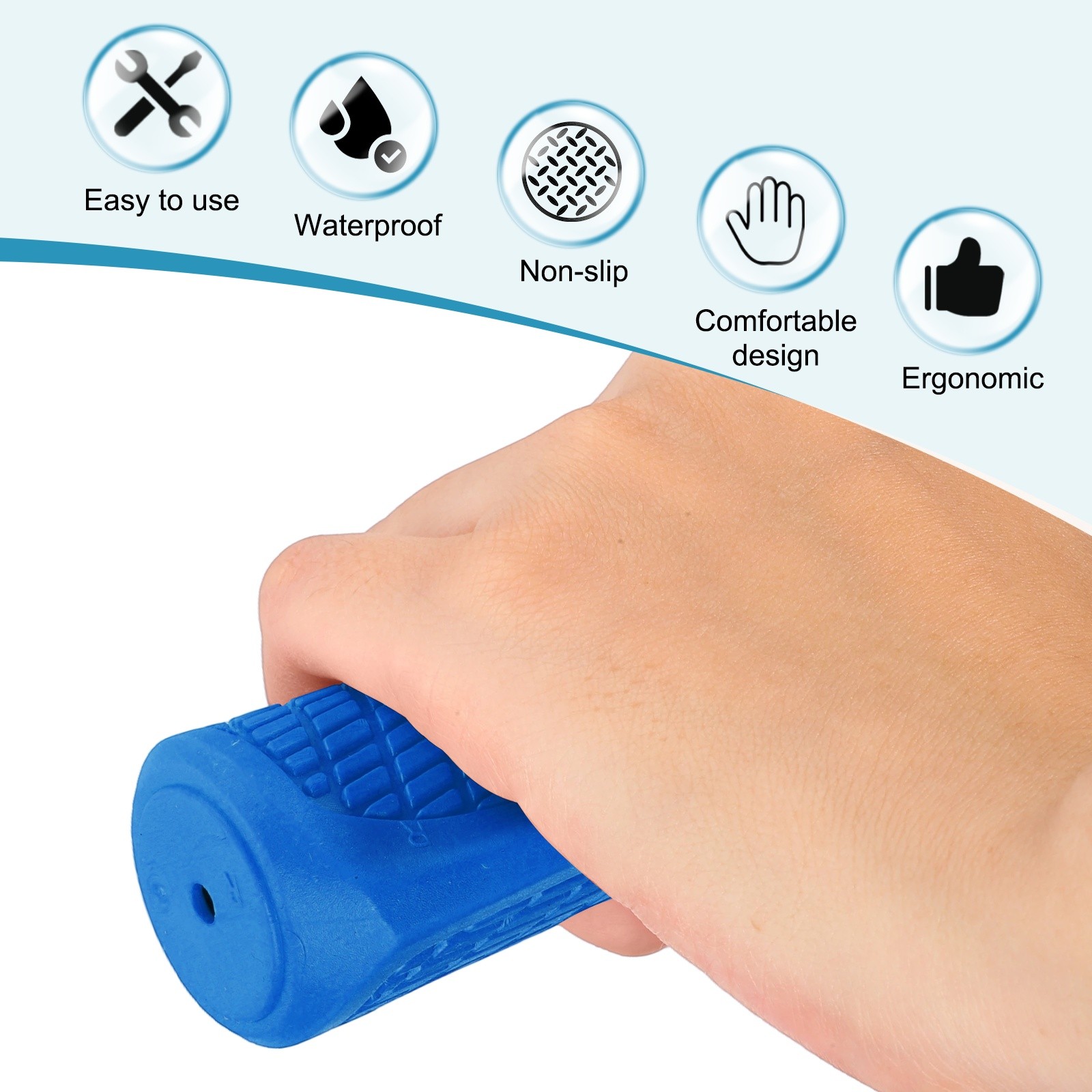 Ergonomic Bike Grips for Bicycle with Wrench 5.3in Diamond-Texture Blue
