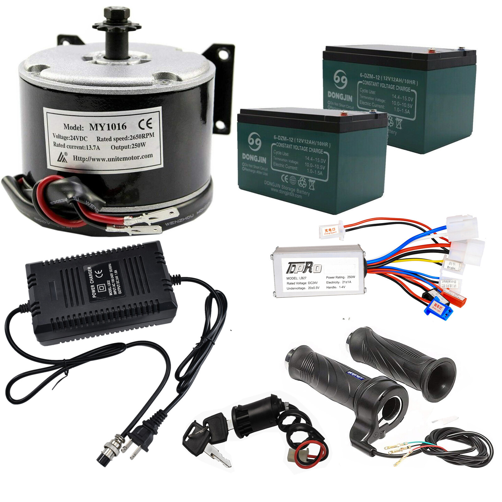 24V 250W Electric Brush DC Motor Controller kit Ebike Scooter Razor Go Kart Quad