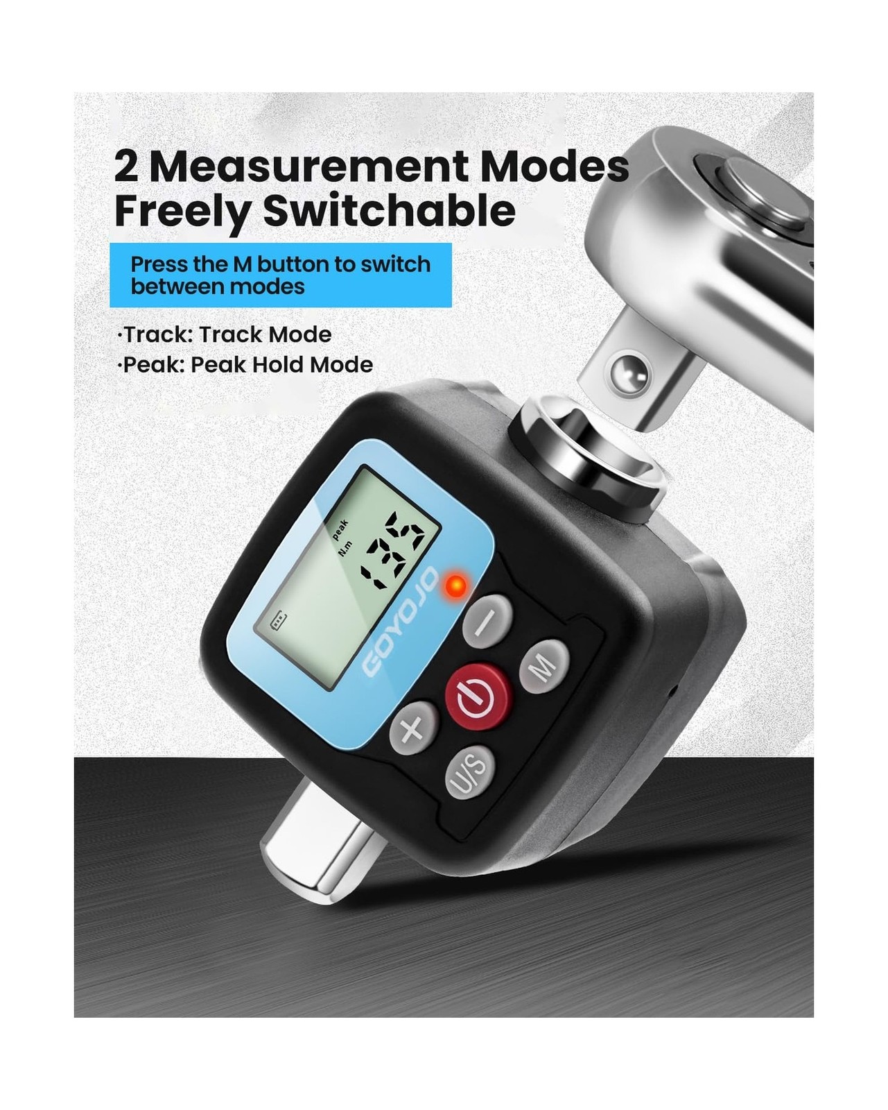 GOYOJO Digital Torque Wrench Adapter, 4-135Nm (2.95-99.6 ft-lb) Ele… Fast Ship
