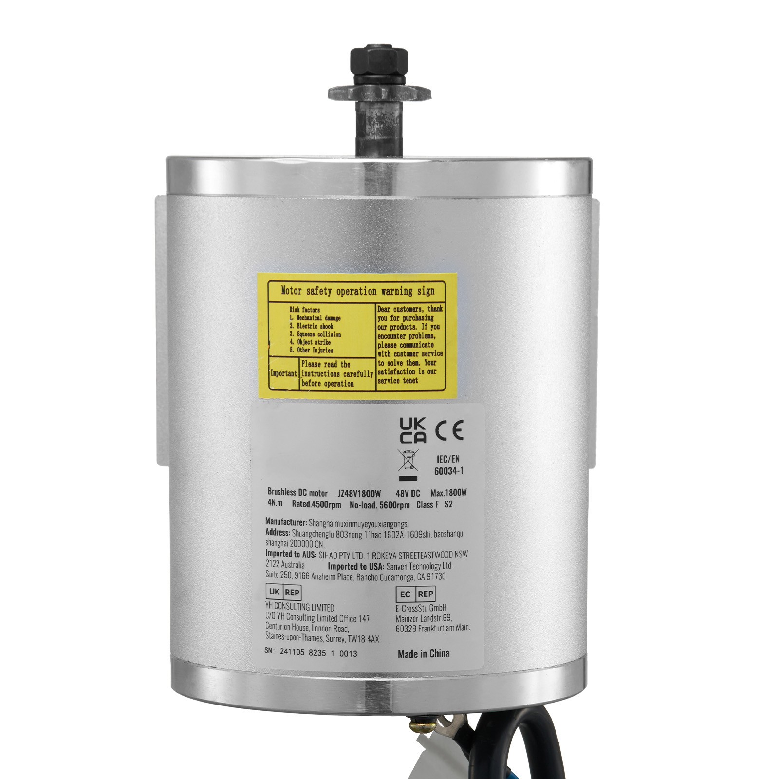 Uimoso 48V 1800W Brushless DC Motor Kit with Enhanced Controller, 4500rpm