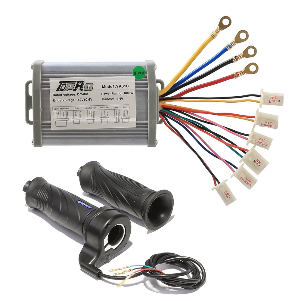 48V 1000W Brushed Controller &Throttle Grips for Electric Scooter E-bike Go Kart