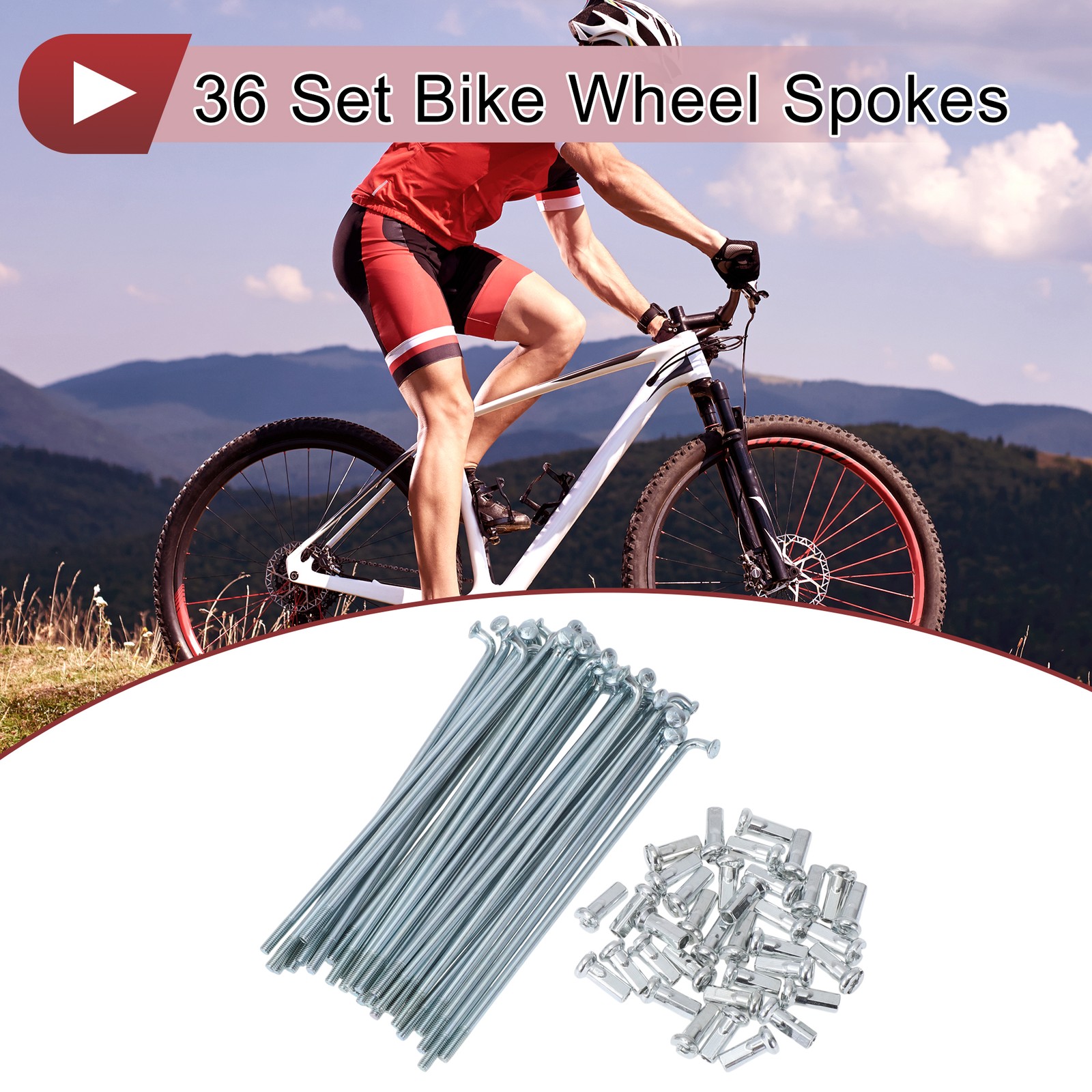 36 Set 12G Bicycle Spokes 97mm Bike Wheel Spokes 45 Steel Galvanized Silver Tone
