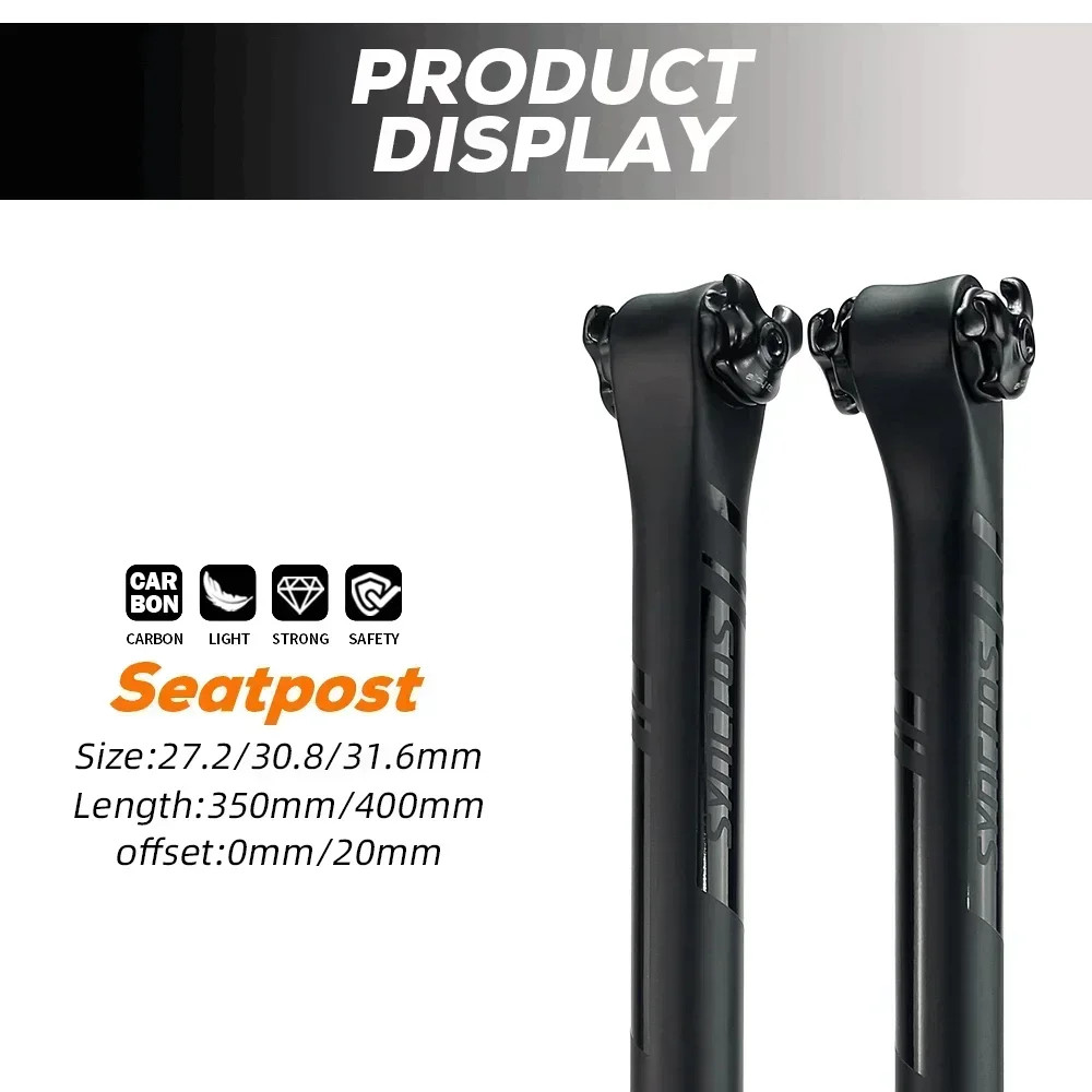 Carbon Fiber Seatpost MTB/Road Bike Seat Tube 0°/20° Rail 7×9/7x7mm 27.2-31.6mm