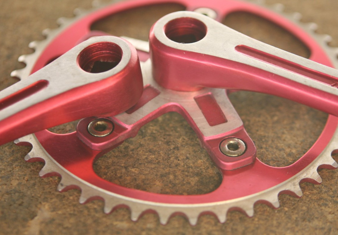 Retro Oldschool OG NOS NEW Tracer Red BMX MX cranks crankset chainset Takagi