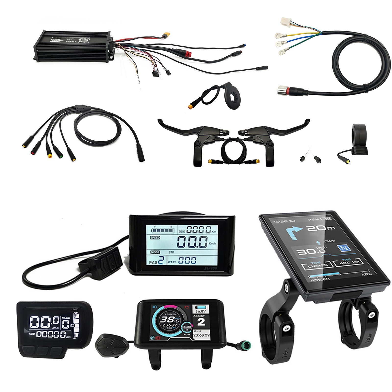 36V-52V 1000W-1500W 35A ebike Controller+ LCD Display Throttle Brake Full Kits