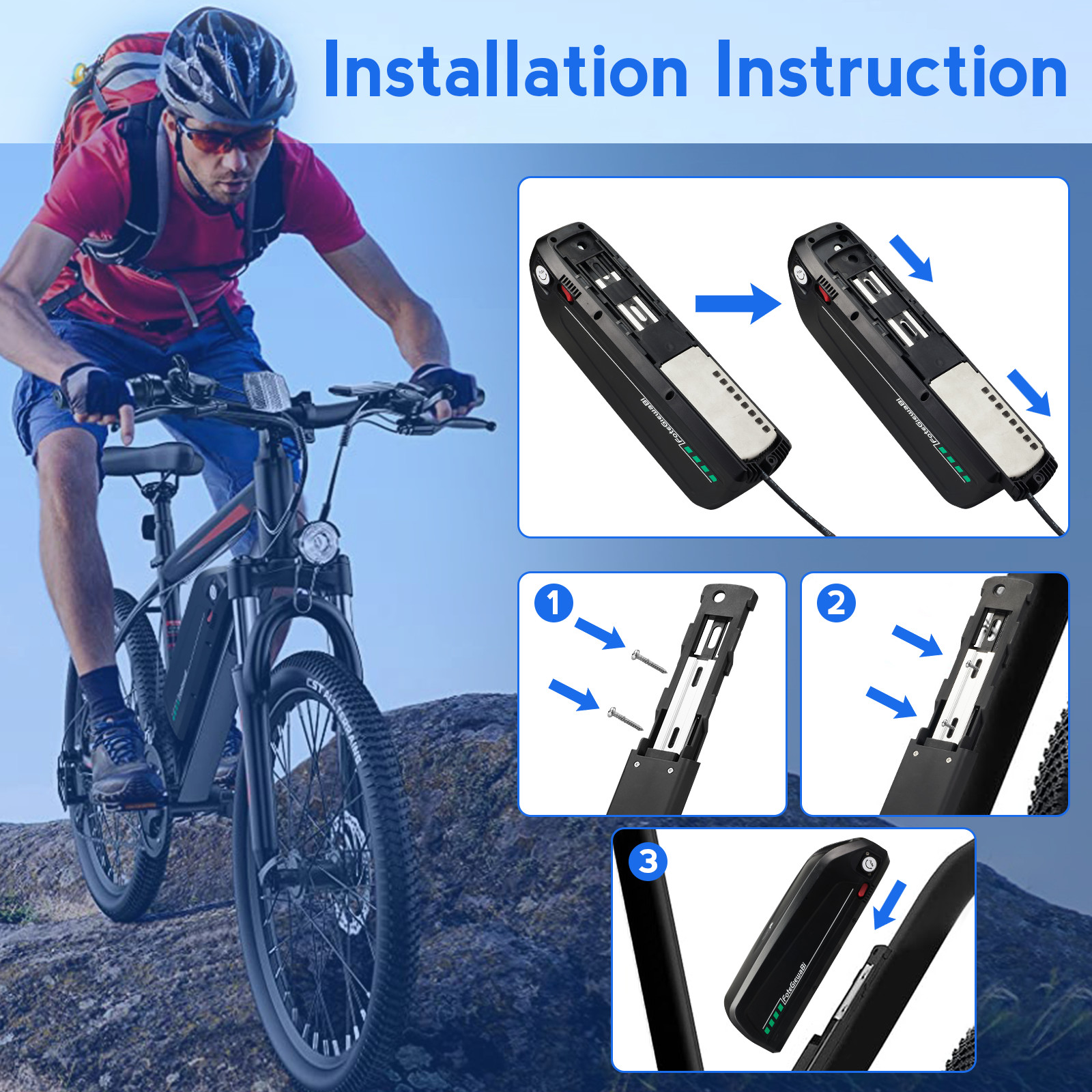 36V Ebike Battery, 13Ah Lithium Battery, for 200W -800W
