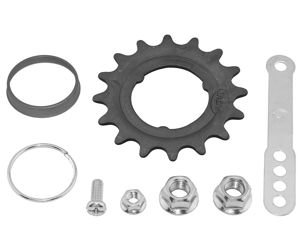 ALTA BICYCLE 16 TEETH COASTER STEEL HUB TRIM KIT BLACK COMPLETE SET Nut,Bolt,Arm