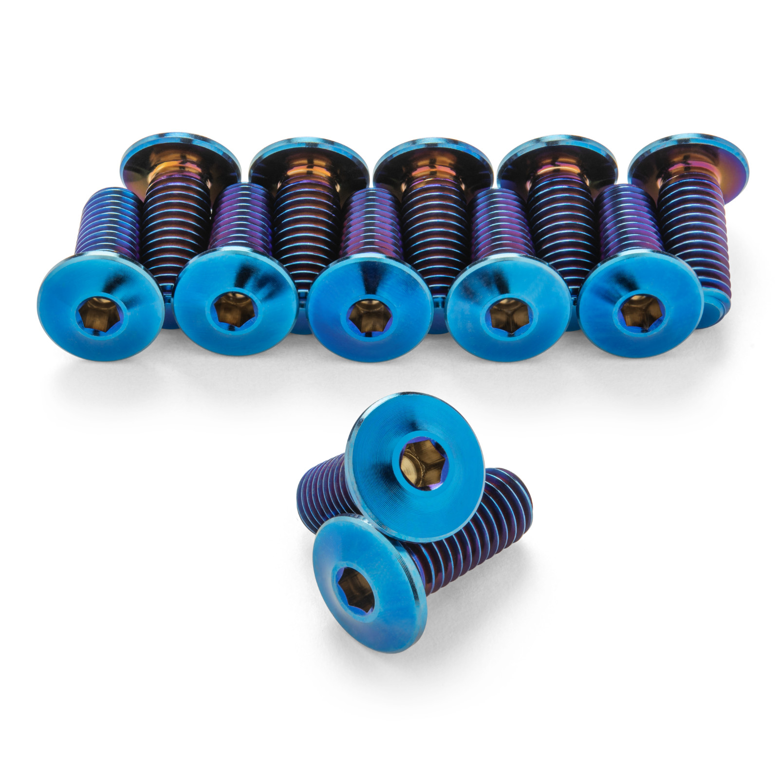 Burnt BLUE Ultra-Low Profile Superlight Titanium Bottle Cage Bolts by Terske